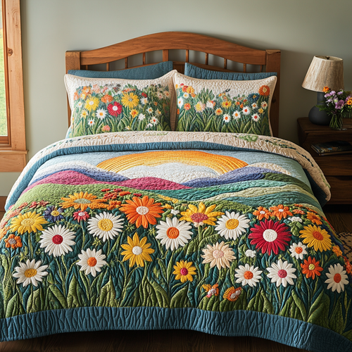 Bright Blossoms 3-Piece Quilted Bedding Set NCU0VH4424