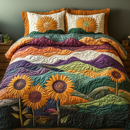 Bright Blossoms 3-Piece Quilted Bedding Set NCU0DV4526
