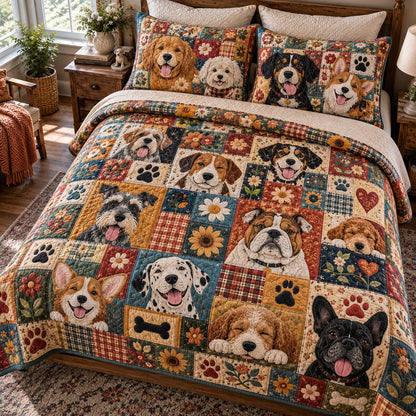 Bright Dog Squad 3-Piece Quilted Bedding Set NCU0DV10513