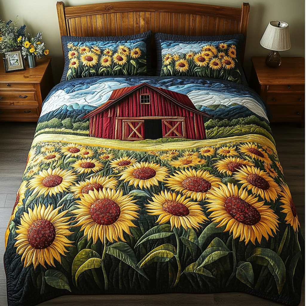 Bright Garden 3-Piece Quilted Bedding Set NCU0DK8734