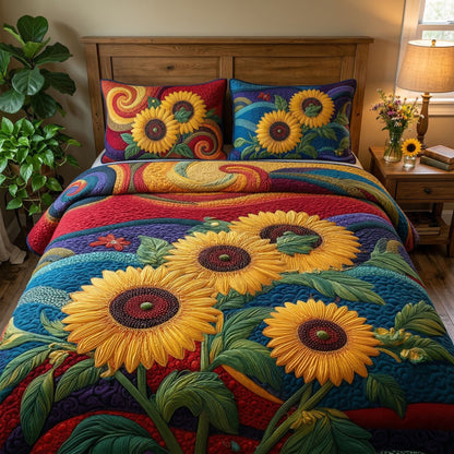 Bright Harvest Bloom 3-Piece Quilted Bedding Set NCU0PT11535