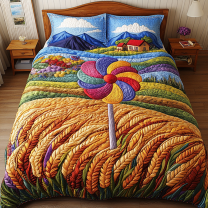 Bright Pinwheel 3-Piece Quilted Bedding Set NCU0DK7855