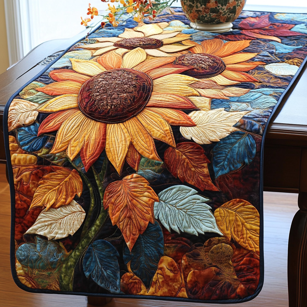 Bright Sunfields Quilted Table Runner NCU0VL1487