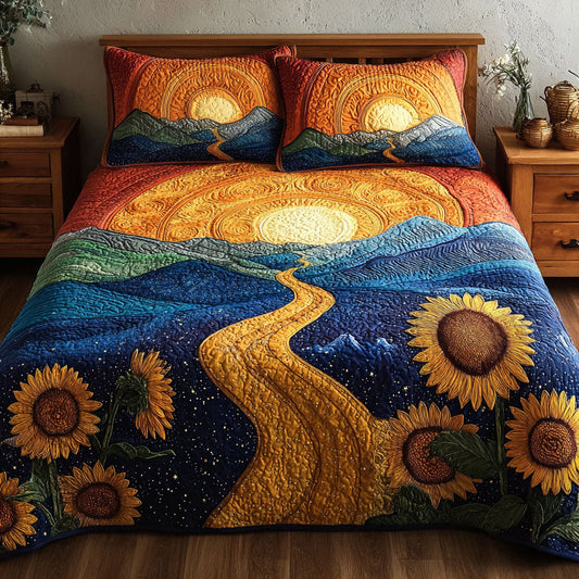 Bright Sunflower 3-Piece Quilted Bedding Set NCU0DK11699