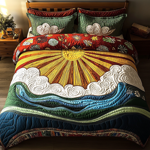 Bright Sunrise 3-Piece Quilted Bedding Set NCU0DK7684