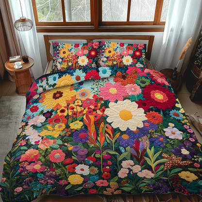 Brilliant Flowers 3-Piece Quilted Bedding Set NCU0VL384