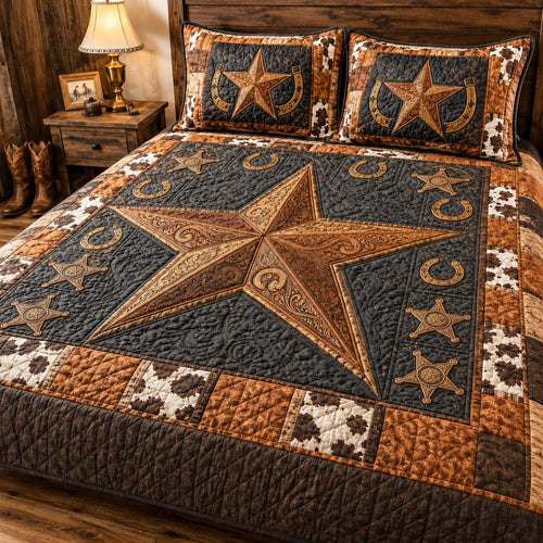 Bronco Star 3-Piece Quilted Bedding Set NCU0QD039