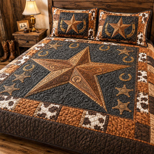 Bronco Star 3-Piece Quilted Bedding Set NCU0QD039