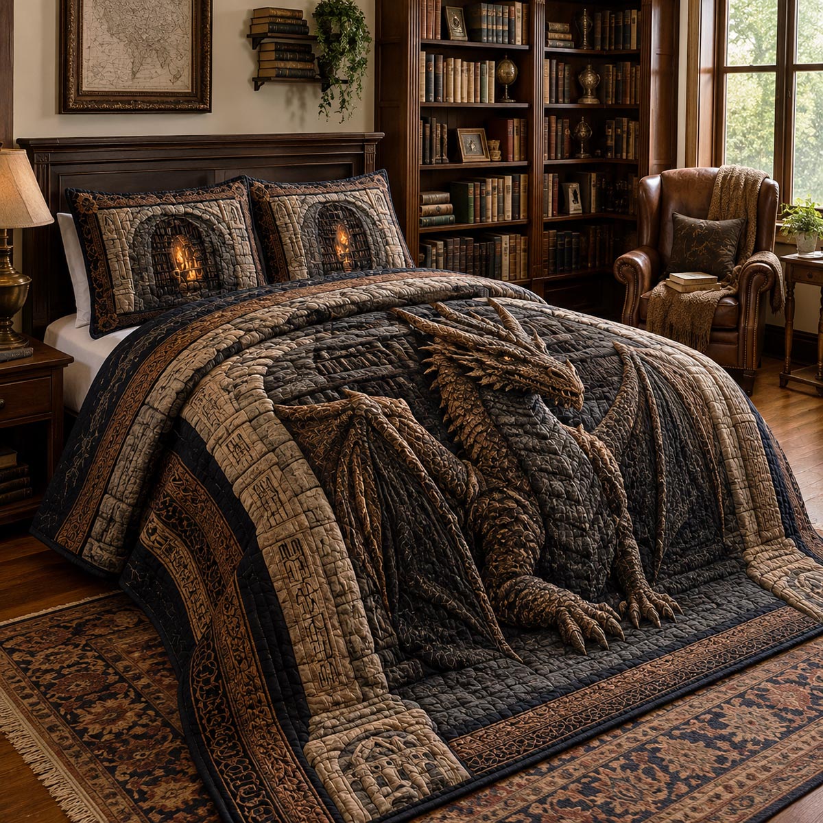 Bronze Bookkeeper 3-Piece Quilted Bedding Set NCU0DV10035