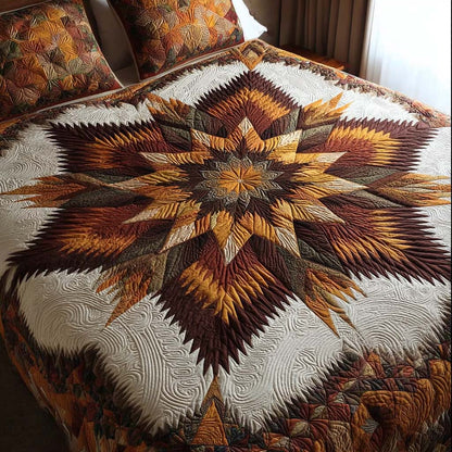 Bronze Star Path 3-Piece Quilted Bedding Set NCU0NT11419