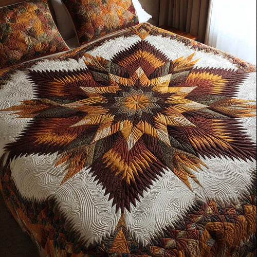 Bronze Star Path 3-Piece Quilted Bedding Set NCU0NT11419