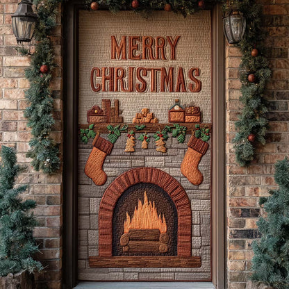 Brown Holiday Hearth Quilted Door Cover NCU0XD2017