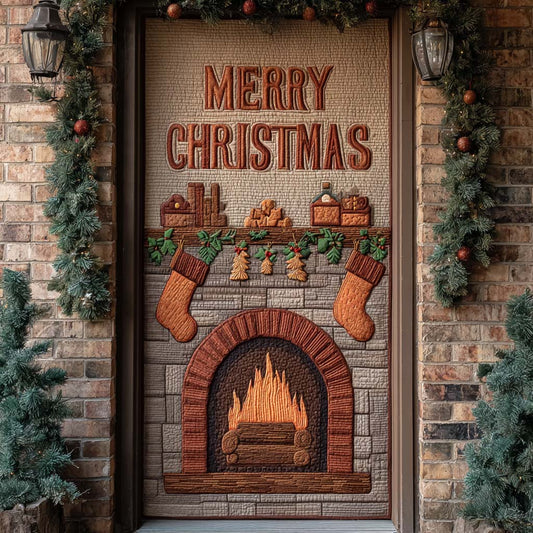 Brown Holiday Hearth Quilted Door Cover NCU0XD2017