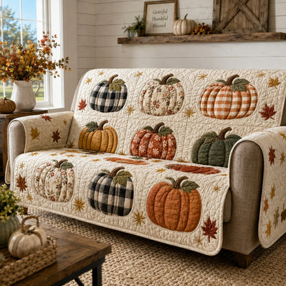 Buffalo Pumpkins Quilted Sofa Cover NCU0VL3797