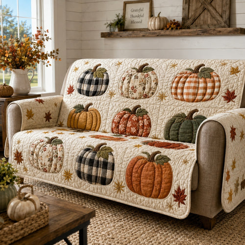 Buffalo Pumpkins Quilted Sofa Cover NCU0VL3797