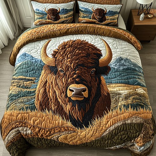 Buffalo Spirit 3-Piece Quilted Bedding Set NCU0DK5705