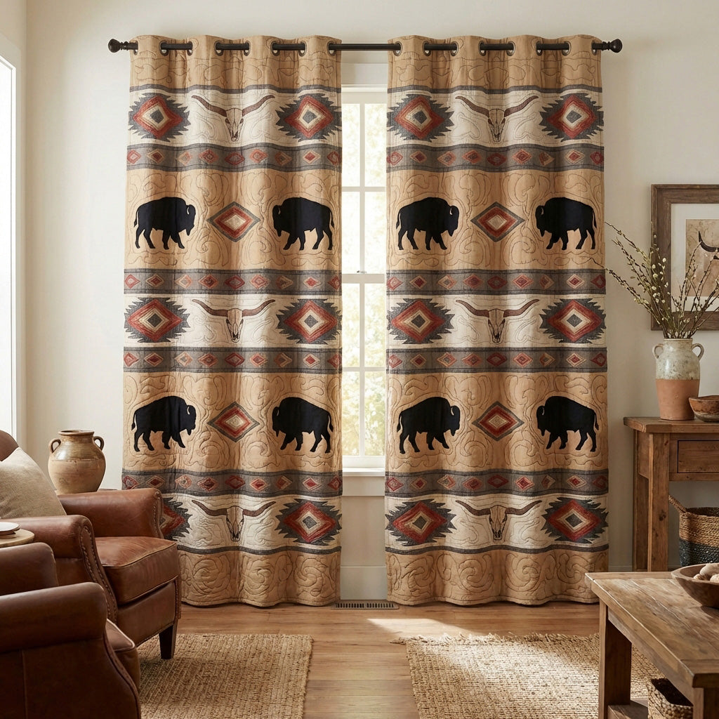Buffalo Spirit Quilted Curtains NCU0TV1616