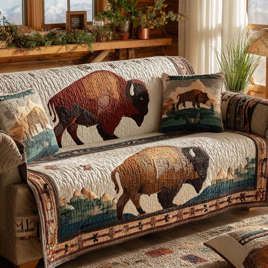 Buffalo Spirit Quilted Sofa Cover NCU0XD1796