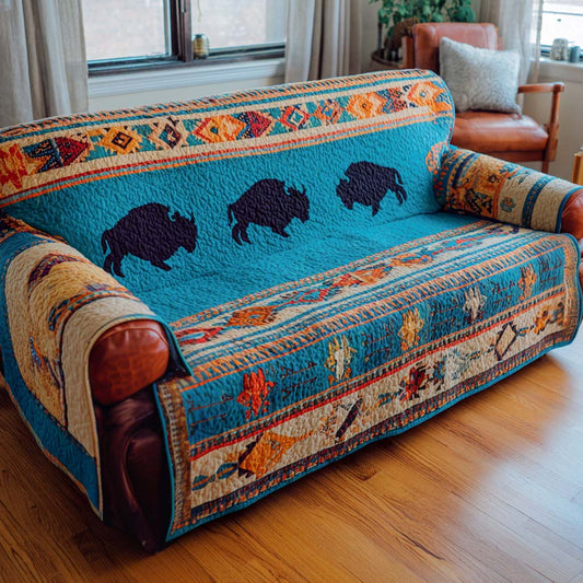 Buffalo Spirit Turquoise Quilted Sofa Cover NCU0XD1838