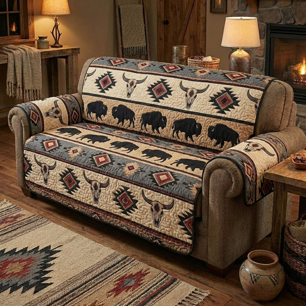 Buffalo Totem Quilted Sofa Cover NCU0TV1609