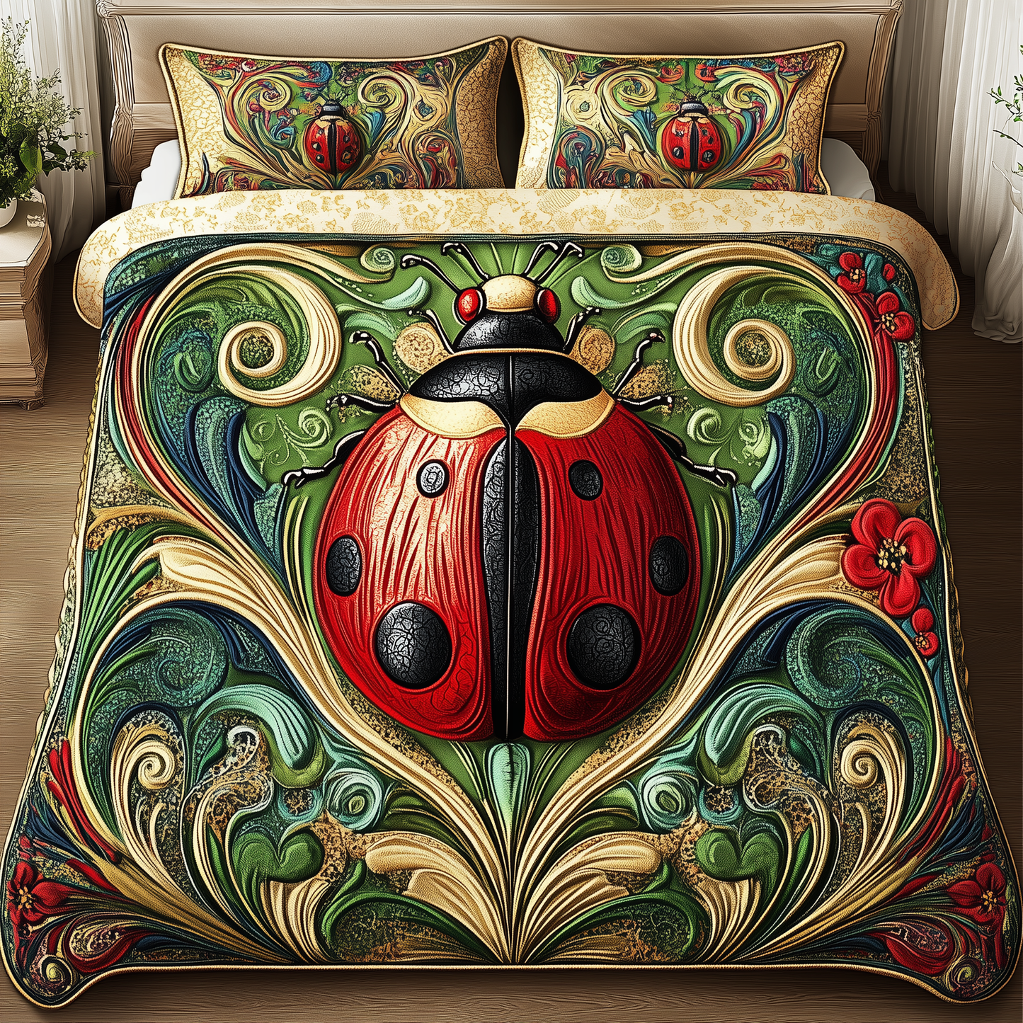 Bug Garden 3-Piece Quilted Bedding Set NCU0VH2031