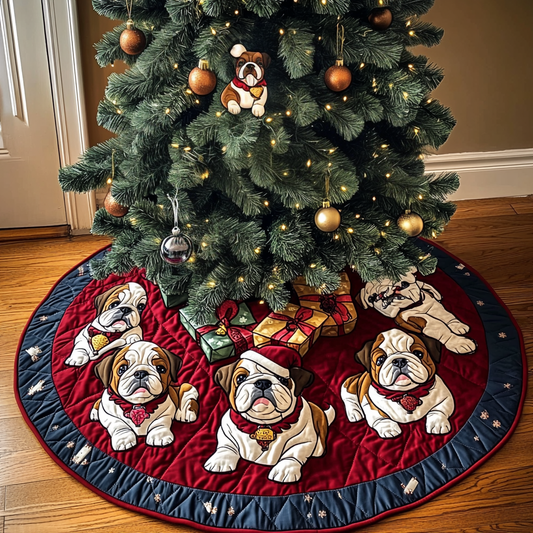 Bulldog Blessing Christmas Quilted Tree Skirt NCU0DK10651