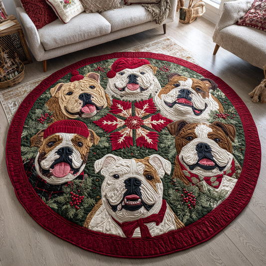 Bulldog Charm Quilted Round Mat NCU0HH722