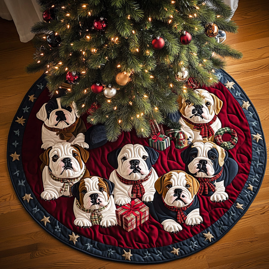 Bulldog Dreams Christmas Quilted Tree Skirt NCU0DK10648