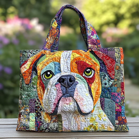 Bulldog Garden Quilted Tote Bag NCU0DK9329