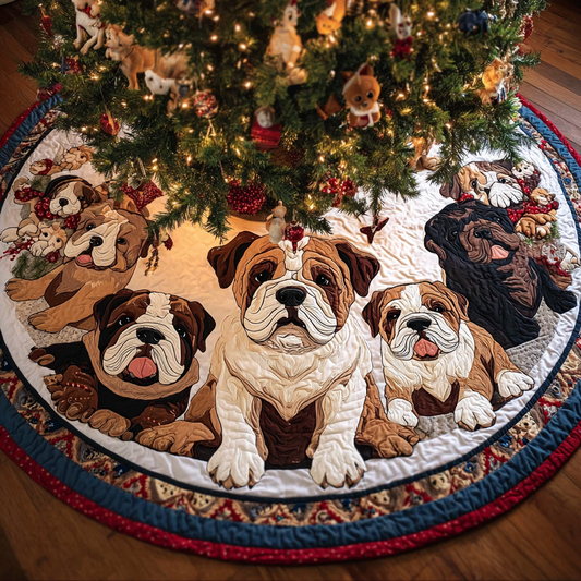 Bulldog Heart Christmas Quilted Tree Skirt NCU0DK10650