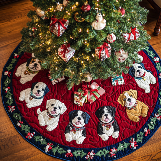 Bulldog Joy Christmas Quilted Tree Skirt NCU0DK10645