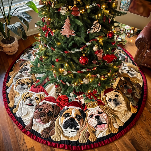 Bulldog Christmas Quilted Tree Skirt NCU0VT57