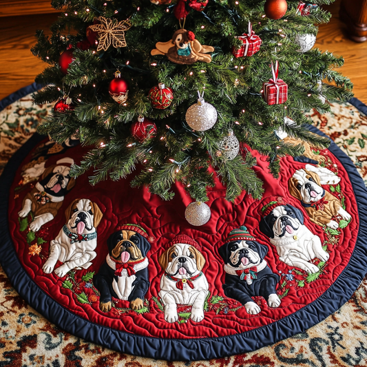 Bulldog Spirit Christmas Quilted Tree Skirt NCU0DK10646