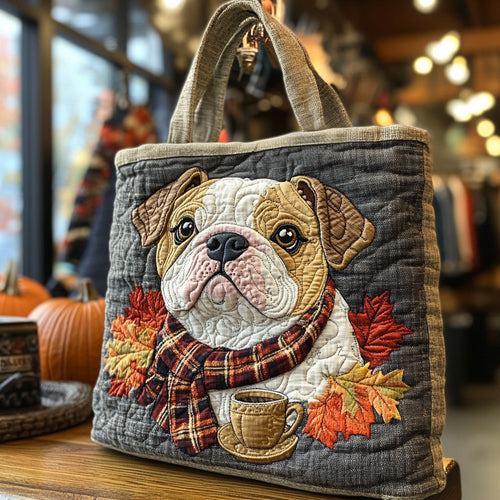 Bulldog in Flannel Quilted Tote Bag NCU0DV7097
