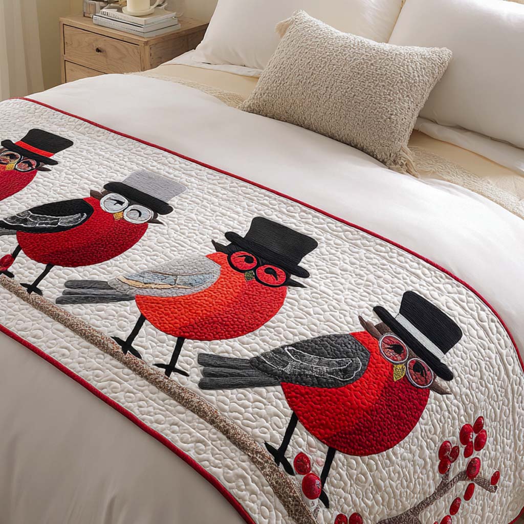 Bullfinch Winter Song Quilted Bed Runner NCU0XD389