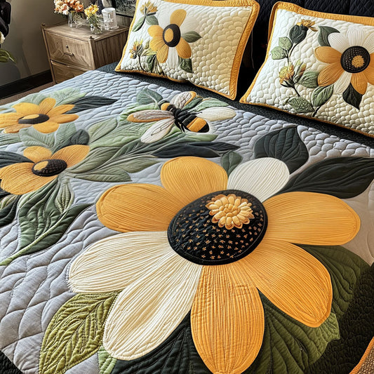 Bumble Bloom 3-Piece Quilted Bedding Set NCU0PT6478