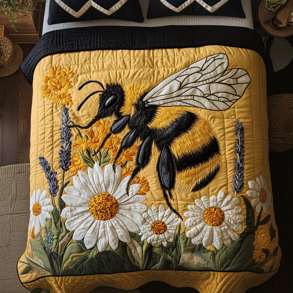 Bumble Bloom 3-Piece Quilted Bedding Set NCU0VH5326