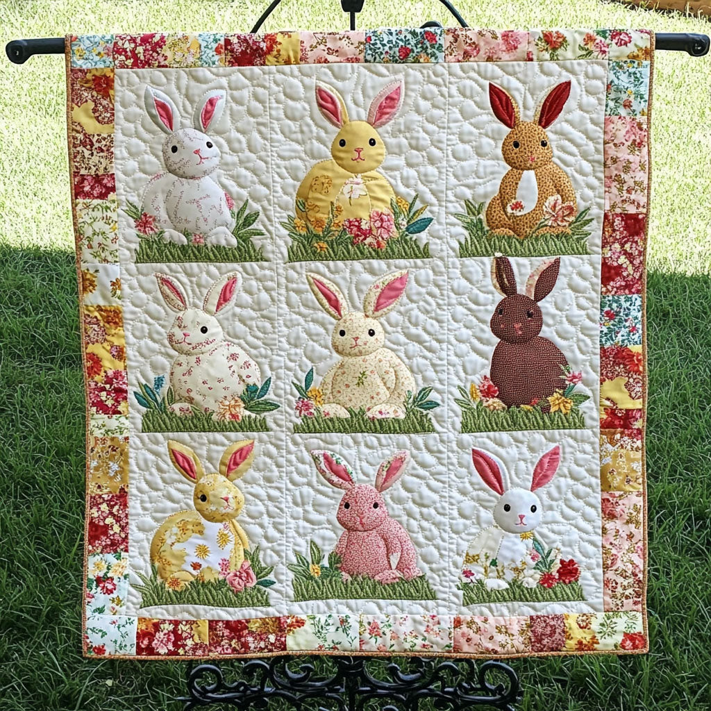 Bunny And Bow Frames Quilted Blanket NCU0NT3406