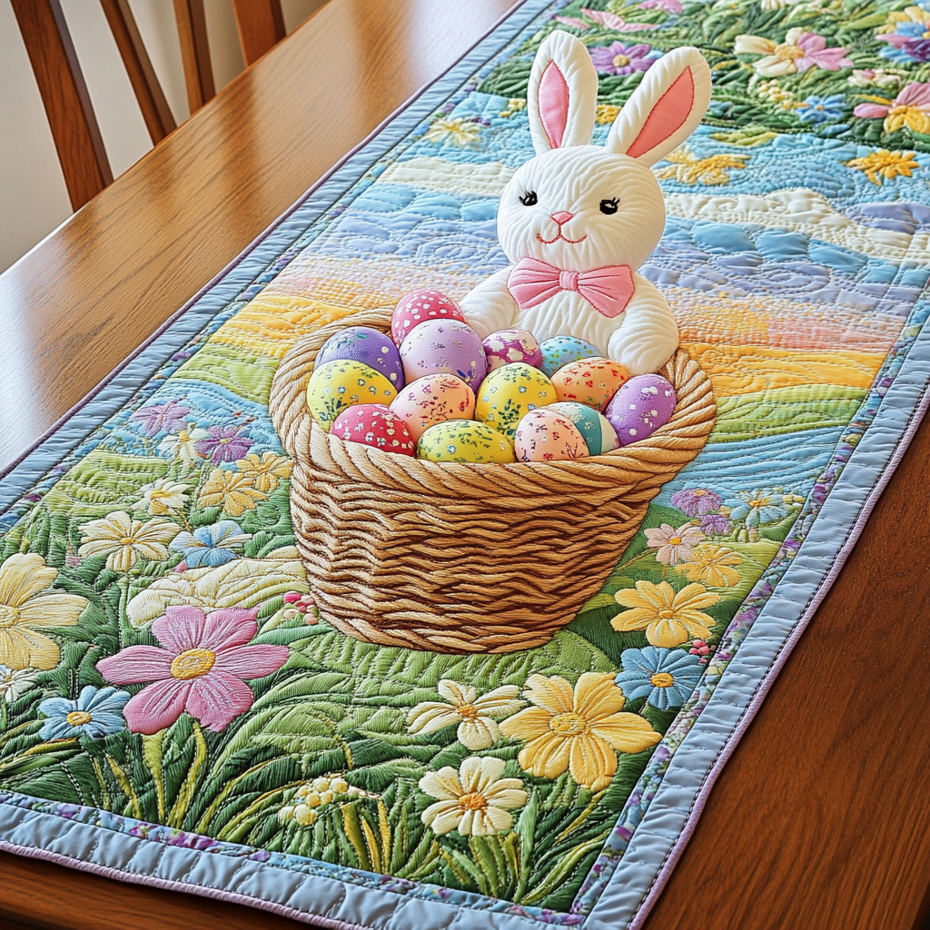 Bunny Basket Quilted Table Runner NCU0VH3353