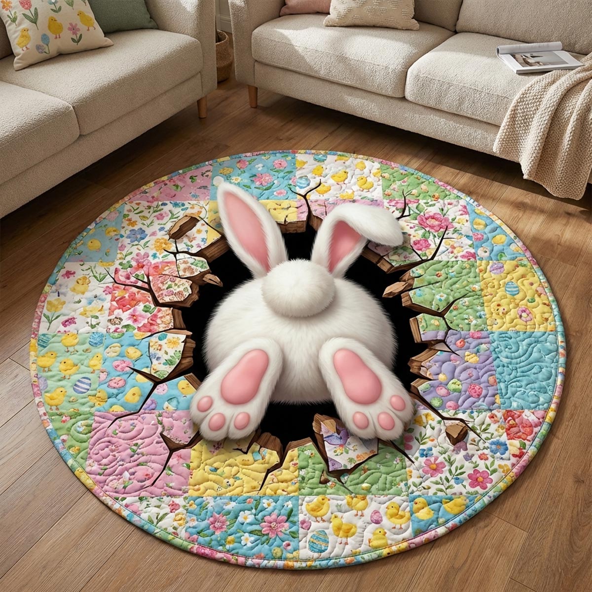 Bunny Circle Quilted Round Mat NCU0DV9391