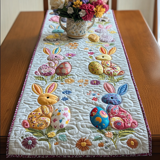 Bunny Easter Joy Quilted Table Runner NCU0NT3183