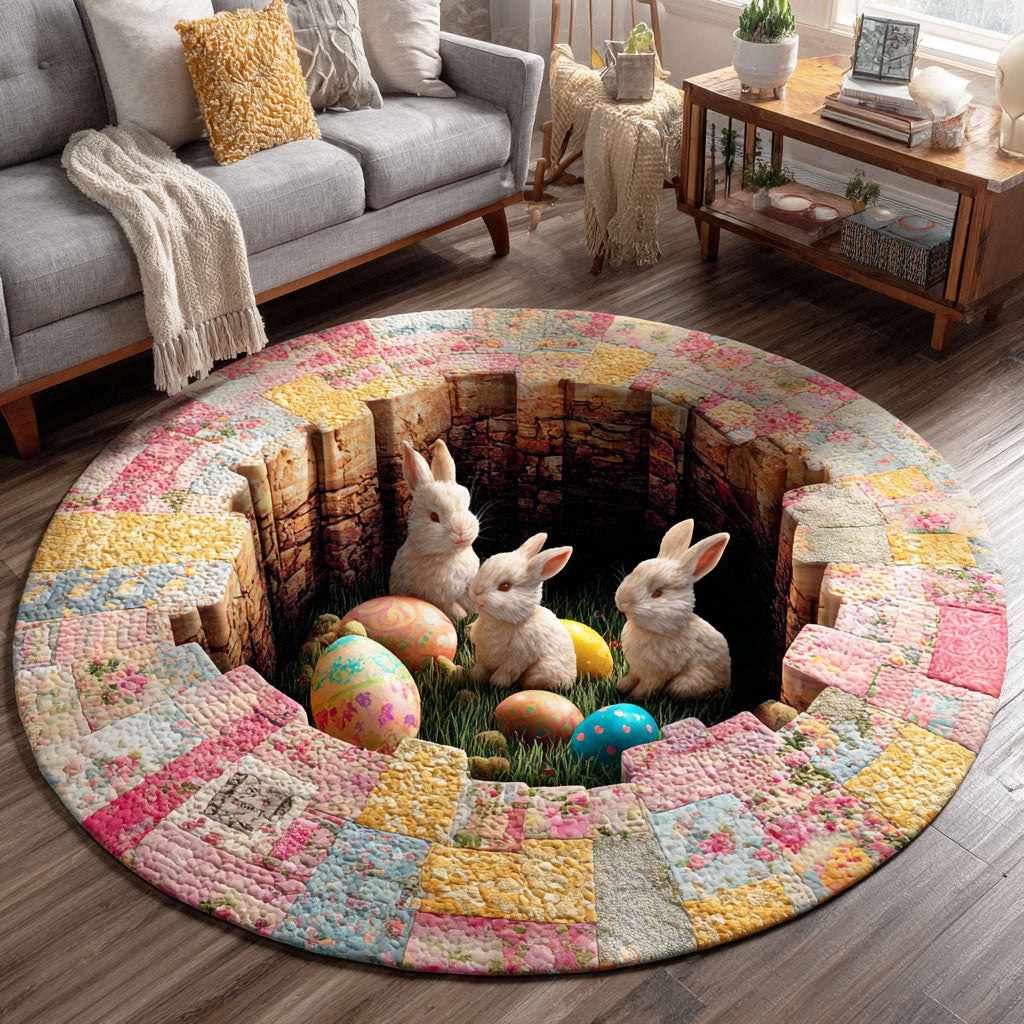 Bunny Egg Garden Quilted Round Mat NCU0TD2303
