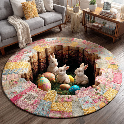 Bunny Egg Garden Quilted Round Mat NCU0TD2303