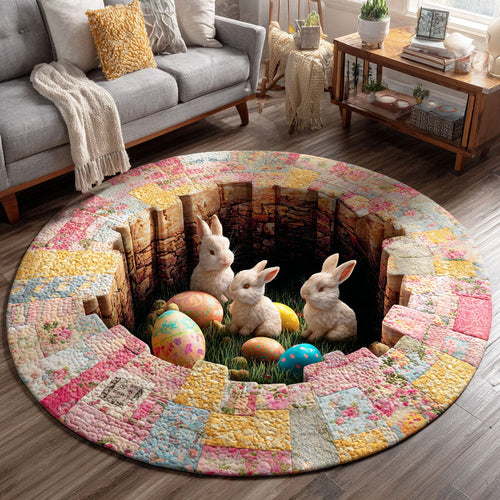 Bunny Egg Garden Quilted Round Mat NCU0TD2303