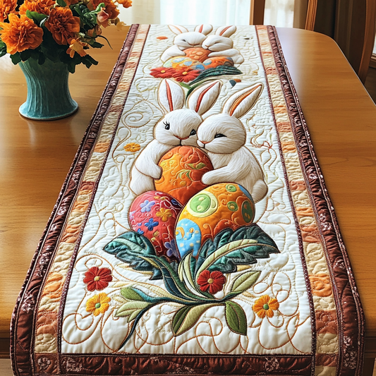 Bunny Egg Pair Quilted Table Runner NCU0NT3184