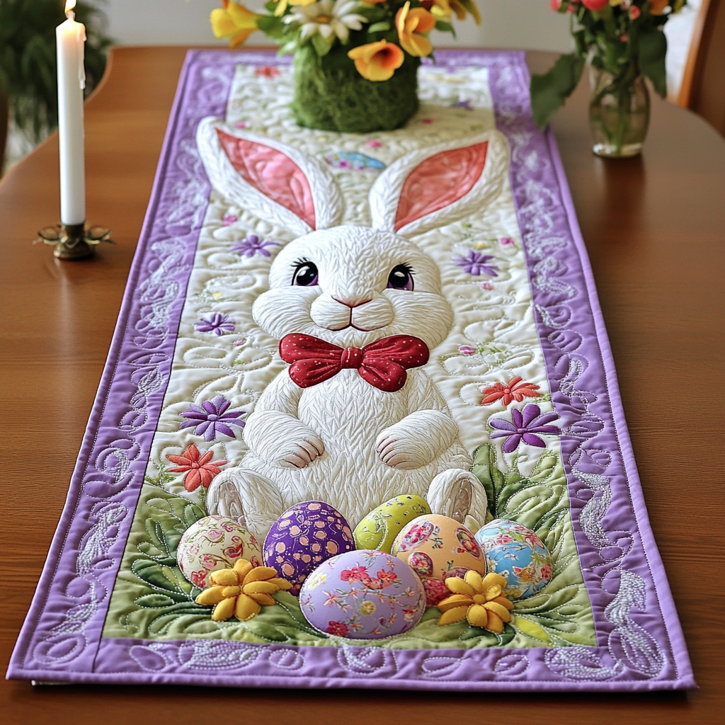 Bunny Purple Haven Quilted Table Runner NCU0VH3623