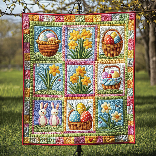 Bunny Spring Meadow Quilted Blanket NCU0NT3407