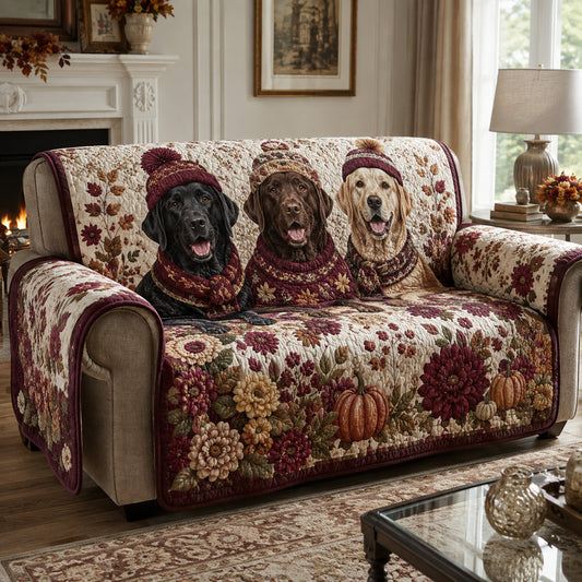Burgundy Labrador Retriever Quilted Sofa Cover NCU0HH2103