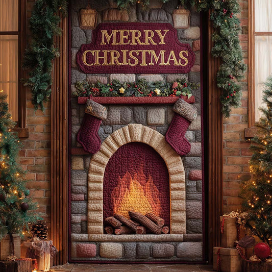 Burgundy Trim Fireplace Quilted Door Cover NCU0XD2021