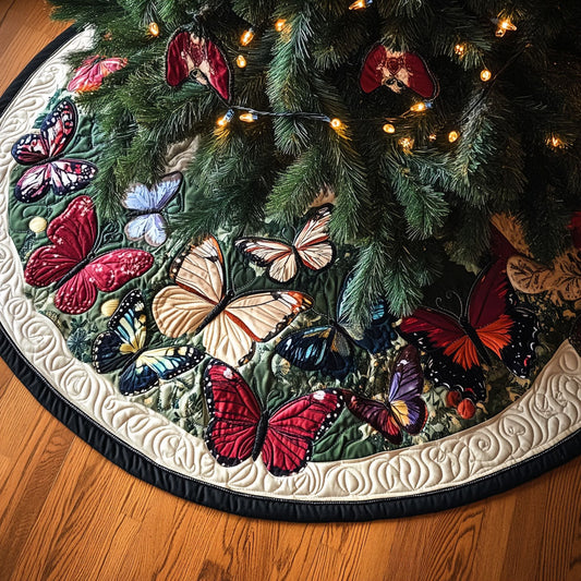 Butterflies in Bloom Quilted Christmas Tree Skirt NCU0PT1921